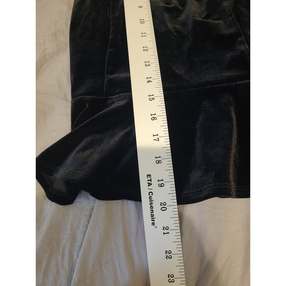 Express Black Velour Tank with peplum Women SZ XS goth witchy festival punk vamp - Picture 8 of 10